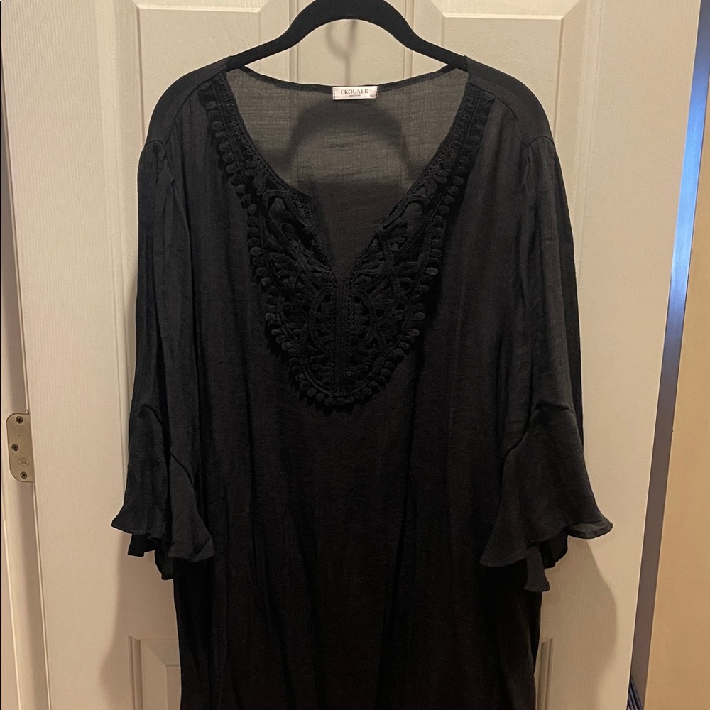 Amazon Black lace cover up  with Embroidery